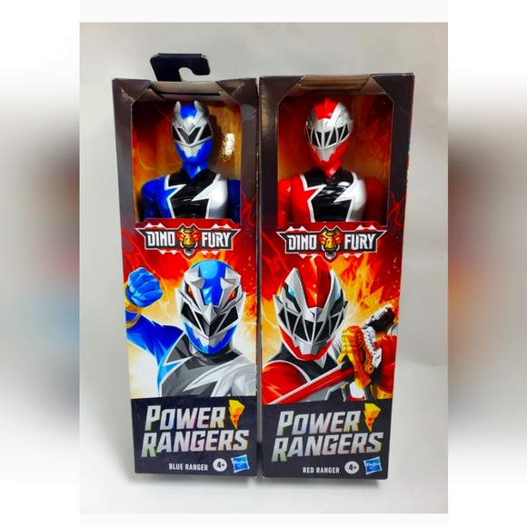 Power Rangers 12" Dino Fury Blue & Red Ranger Action Figure Brand New Lot Of 2 - Picture 1 of 6